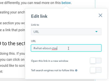 Create an anchor link on a HubSpot Rich Text module