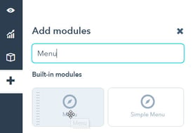 Menu module on a HubSpot page