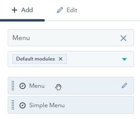 Menu module on a HubSpot template
