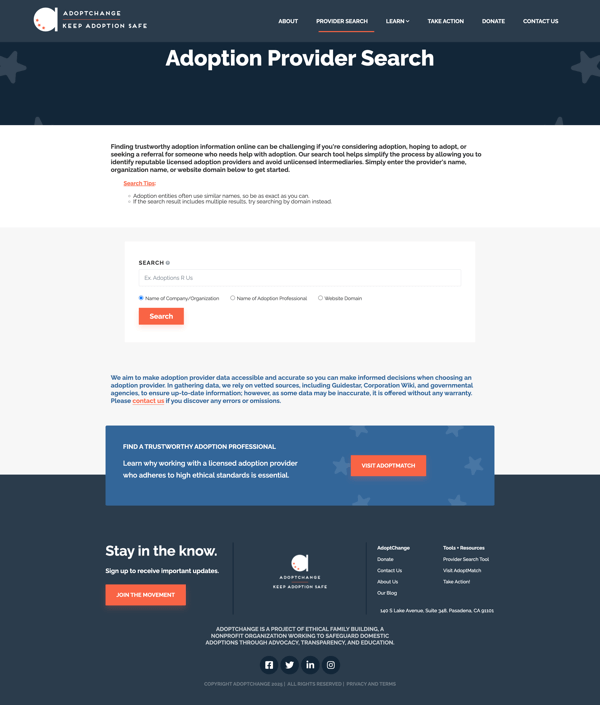 AdoptChange Provider Search