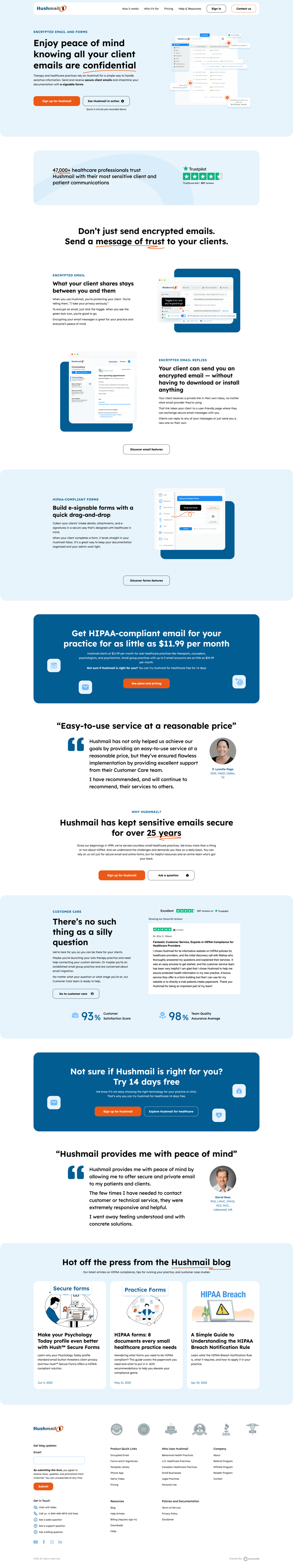Hushmail Homepage