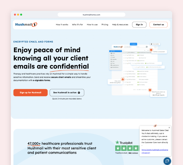 Hushmail Homepage