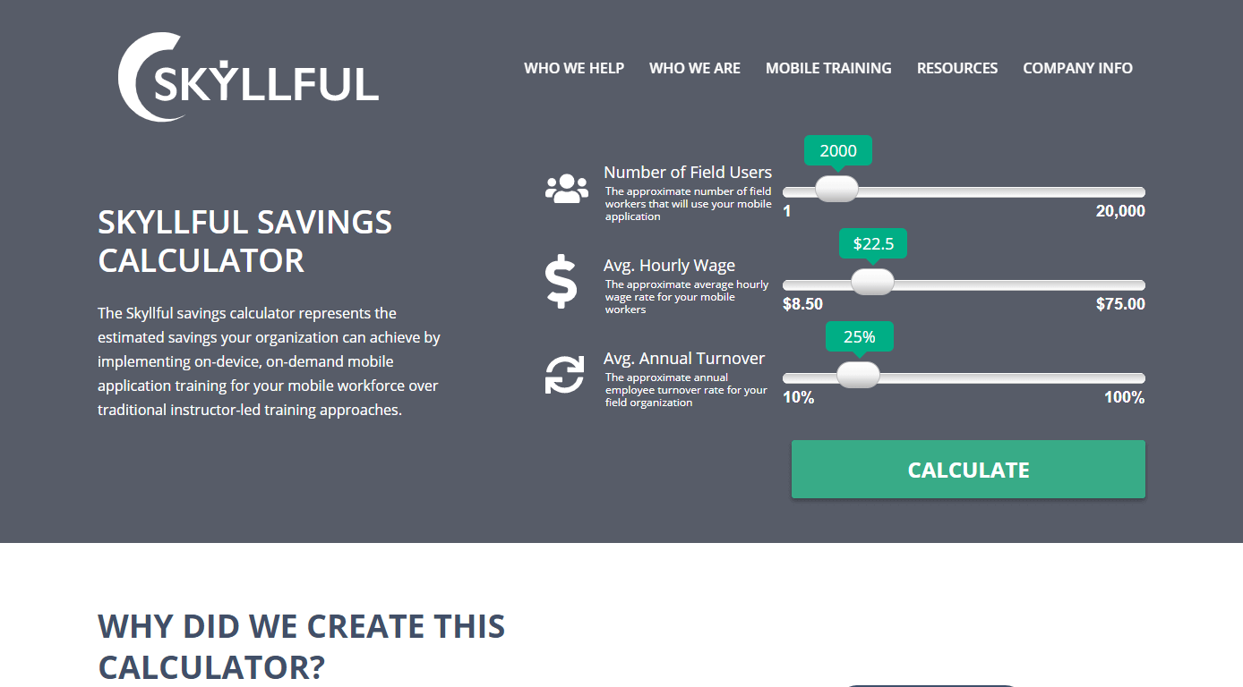 Skyllful - Savings Calculator